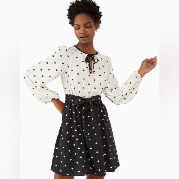 kate spade Dresses & Skirts - Kate Spade Black and White Heart Mini Dress size xl